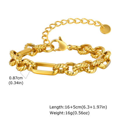 Chunky Bold Toggle Bracelets for Women, Stainless Steel OT Buckle Link Chain Bracelet Gold Plated Tarnish Free