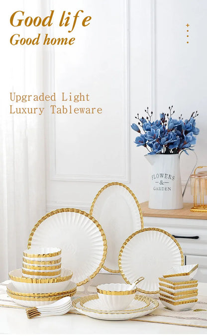 1pcs Upgrade white porcelain plates for food, dinner dishes, salad, soup bowls, ceramic porcelain plates, and tableware.