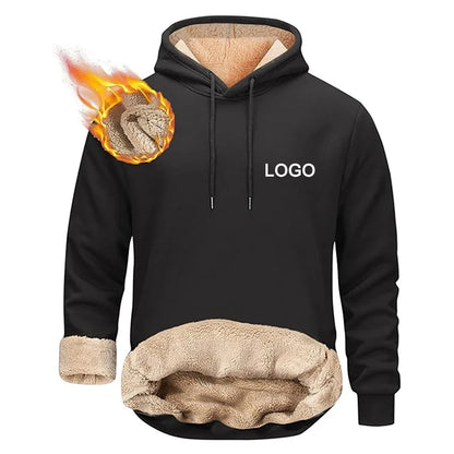 Customized Fleece Liner Hoodies Men Fashion Autumn and Winter Long Sleeve Personality Printed Sweatshirts Hoody Thick Pullovers.