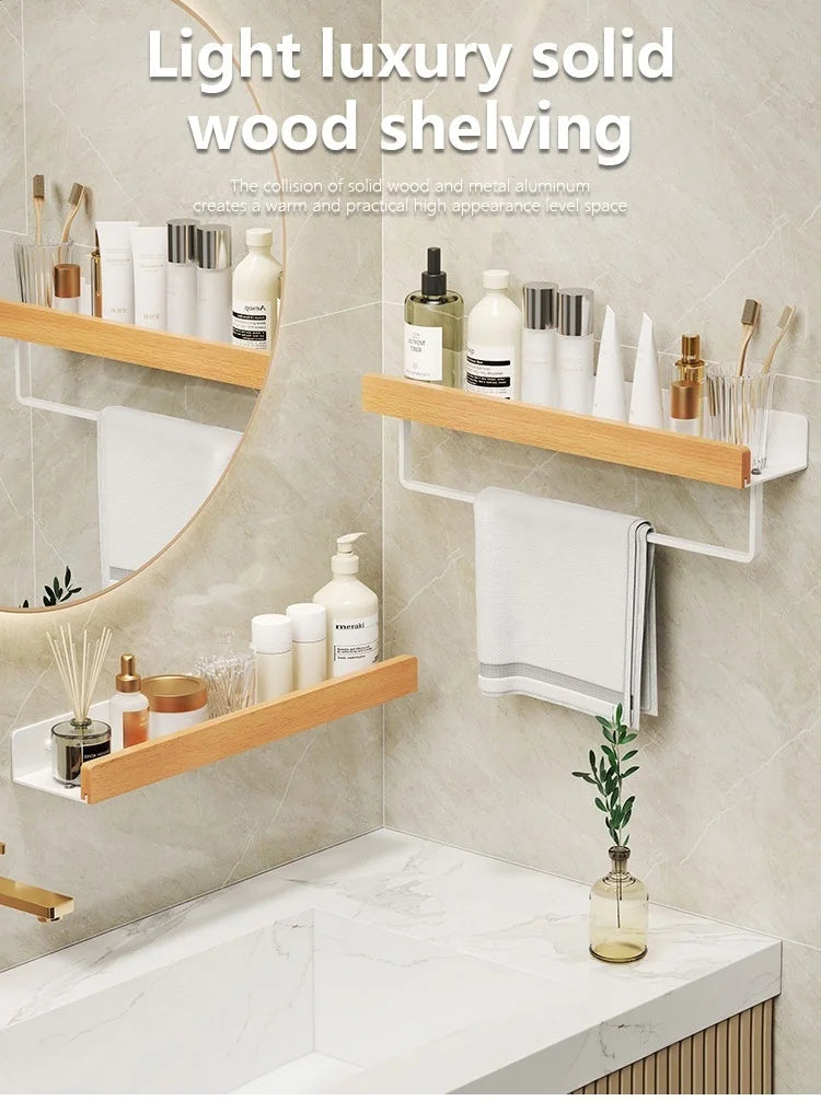 Holz Aluminium Material Badezimmer Regal Organizer Eckregal Shampoo Lagerregal Dusche Wandregal Badezimmer Organizer