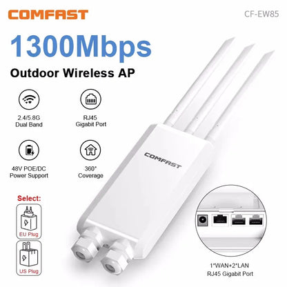 COMFAST AC1200/AC1300 Outdoor AP Router 2.4G/5G Dual Dand Long Range signal Extender Amplifie wireless WiFi Repeater waterproof.