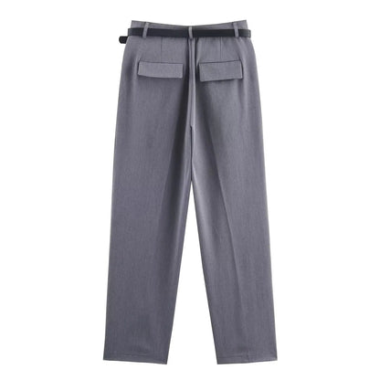 HH Frau Mode Vielseitige Lange Ärmel Zweireiher Tasche Dekoration Blazer + High Street Casual Pendeln Hose 2-teiliges Set