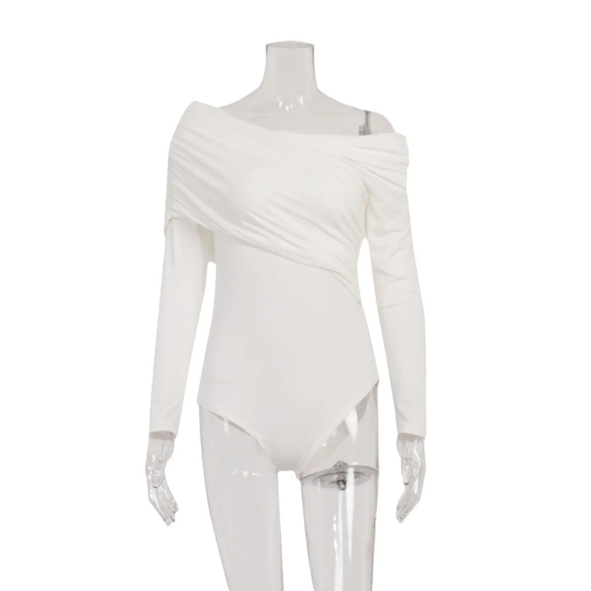 New Summer One Shoulder Jumpsuit Women‘s Bodysuit Long Sleeve Bodycon Tops Sexy Off Shoulder Skinny T-Shirts Playsuits for Women.