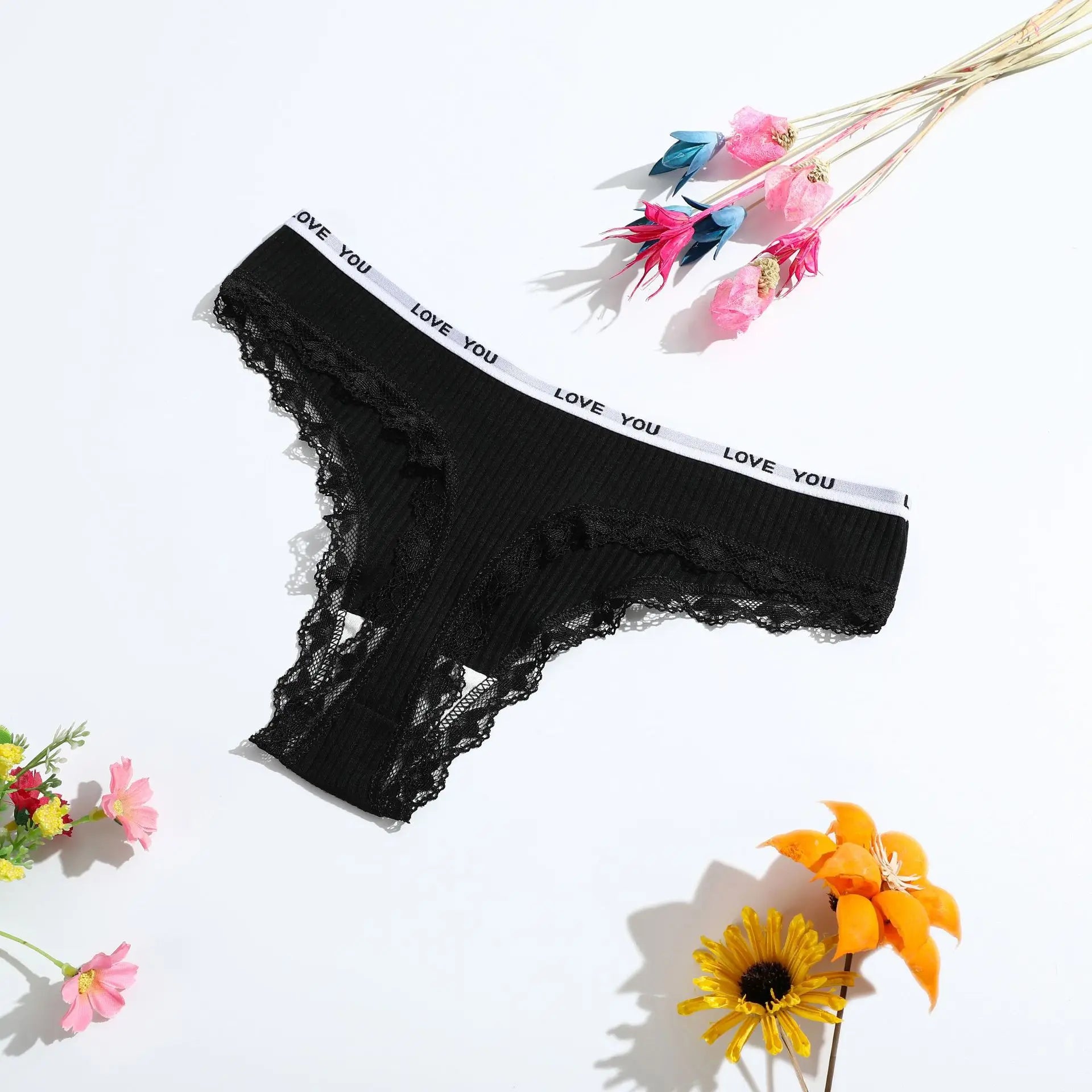 3Pcs/Lot Lace Thong Women's Tanga Low Waist Sexy Lingeries Cotton Panties Laides T Back Pants Girls Underwear Female Underpants.