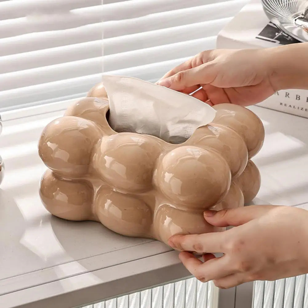 Nordic Style Tissue Box Napkin Holder Case Paper Box Container Modern Marshmallow Shape Tissue Case Refill Napkin Holder Box.