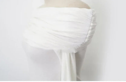 Korean Dongdaemun Spring Summer New Style Elegant One Shoulder Pleated Thin Long Sleeve Slimming Fit Cotton T-Shirt