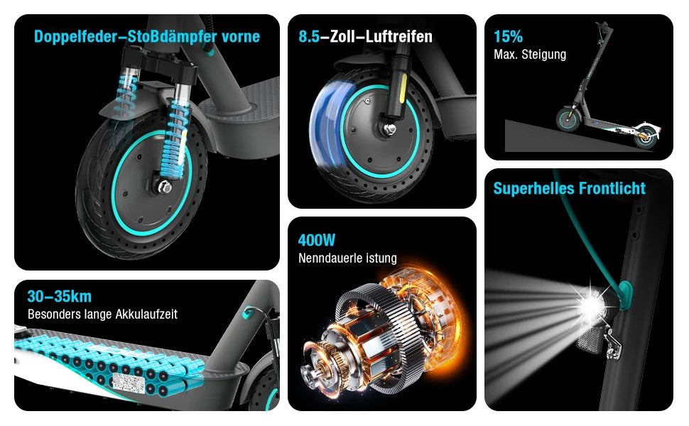 RCB EV10K PRO ABE Electric Scooter, App Control, 10'' Foldable 400W Electric Scooter Adults, E-Scooter with Dual shock absorbers.