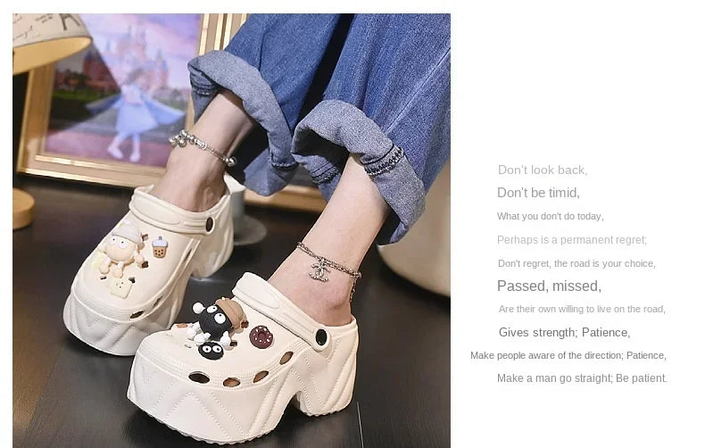 Women's Slippers 9CM High Platform Garden Fashion Clogs Shoes Women's Slippers Thick Bottom EVA Sandals Summer Girls Slippers.