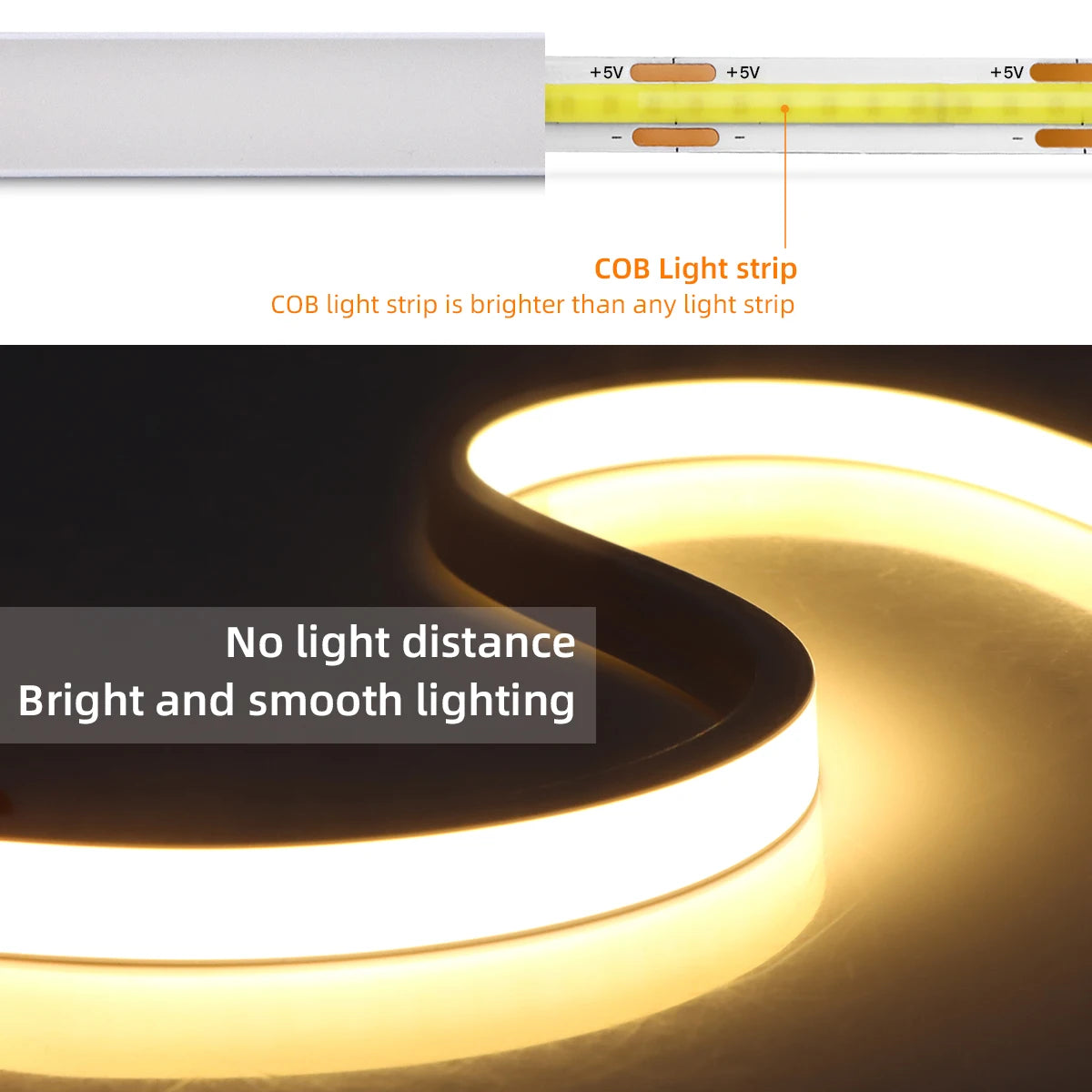 USB 5V Remote Control Dimmable Pure Silicone Tube COB Neon LED Strip Light Waterproof For Garden Bedroom Kitchen Backlight Decor.