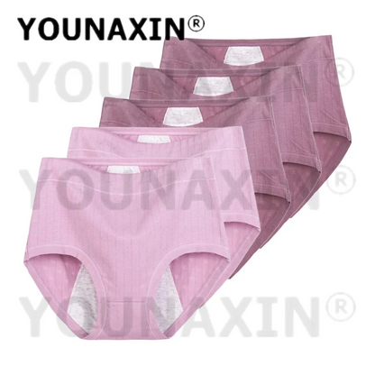 5 Pieces Women Menstrual Period Underwear Big Size Briefs Lingerie Undies Cotton Large High Waist Panties XL 2XL 3XL 4XL 5XL 6XL.