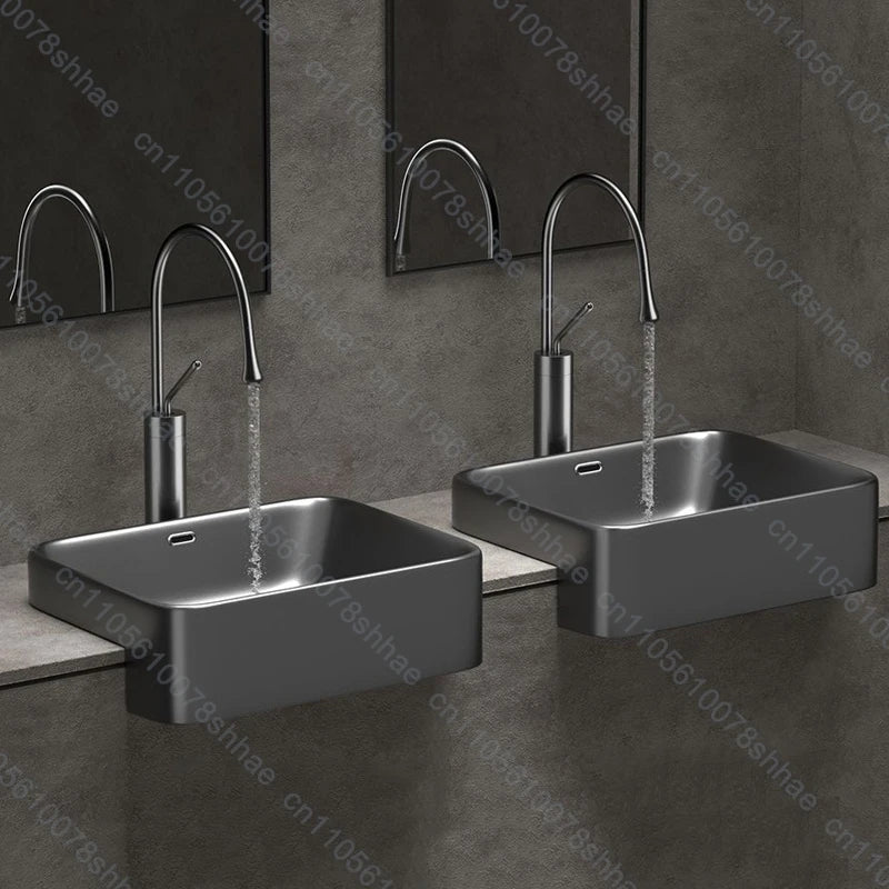 Porcelain Ceramic Vessel Sink with Drain Semi Recessed Vanity Art Sink Wash Basin Bowl for Modern Home Bathroom Decor Washbasin