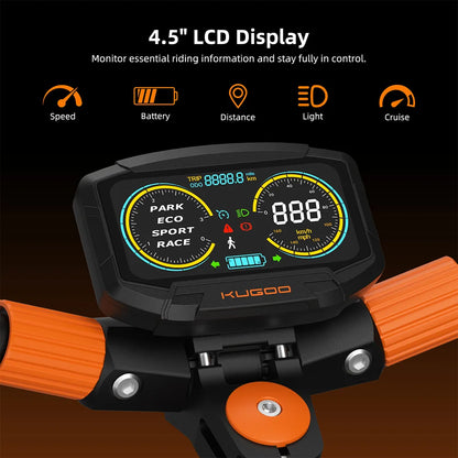 Aumom Electric Scooter, 800W 48V 15.6Ah Battery, 10 inch Tires, 45 km/h Max Speed, 70km Range, Disc Brakes, NFC & Passcode Lock.