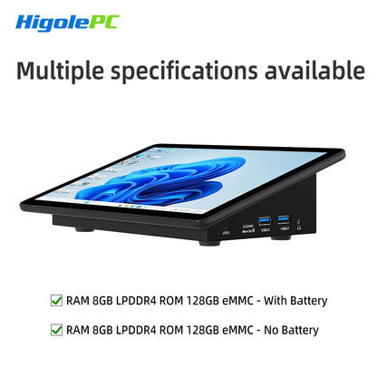 Higole F10 10.1'' Fanless Mini PC Intel N5095 Windows 11 WiFi5 8GB 128GB 5000mAh 4K RS-232 RJ45 Laptop Desktop PC Mini Computer.