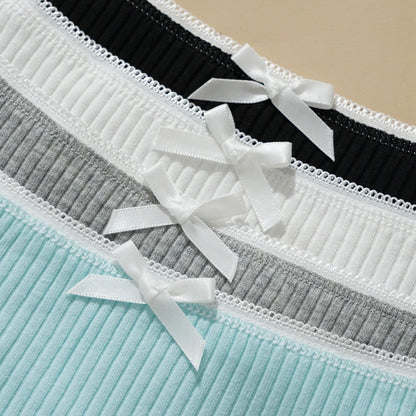 3PCS Sexy Low Waist Panties Women Lace Trim Solid Color Briefs M-XL Breathable Comfortable Lingerie Female Rib Cotton Underwear.