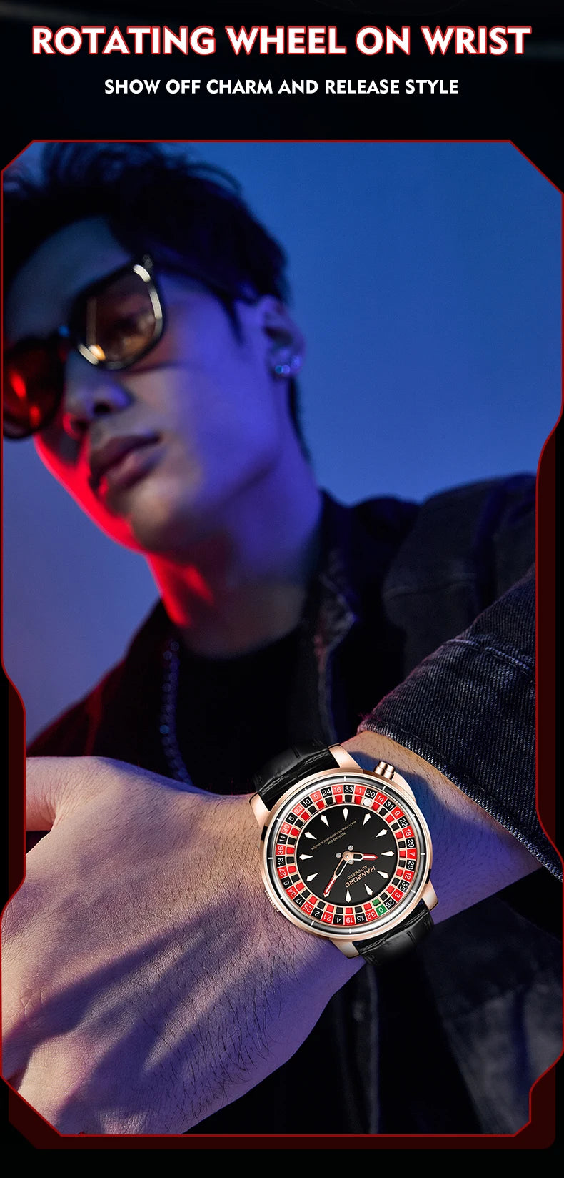 HANBORO men's fully automatic mechanical watch, roulette wheel, roulette wheel, men's watch 1001.