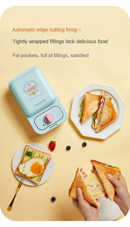 Cartoon Sandwich Machine Home Breakfast Waffle Maker Bread Machine Line Jiuyang Theme  Yellow Blue Timing Fried Eggs.