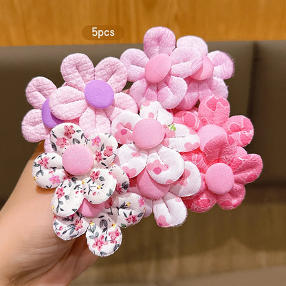5 Cute Pink Flower Hair Rings Princess Head Flower Hair Accessories Suitable for Daily Use.