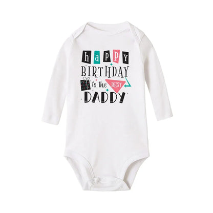 Baby-Strampler „Happy Birthday To The Dad“-Aufdruck, Säuglings-Body für Jungen und Mädchen, Kleidung für Papa, Geburtstagsgeschenk, Overall, Kleinkind-Outfits.