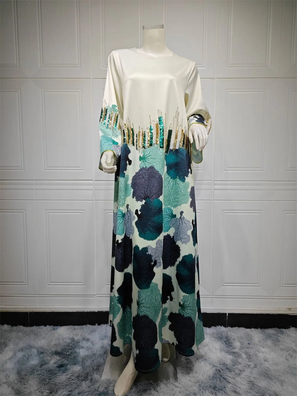 Siskakia Arab Saudi Printing Sequins Long Dresses Galabia Muslim Eid Women Abayas Islam Clothing Turkish African Kebaya 2024 New