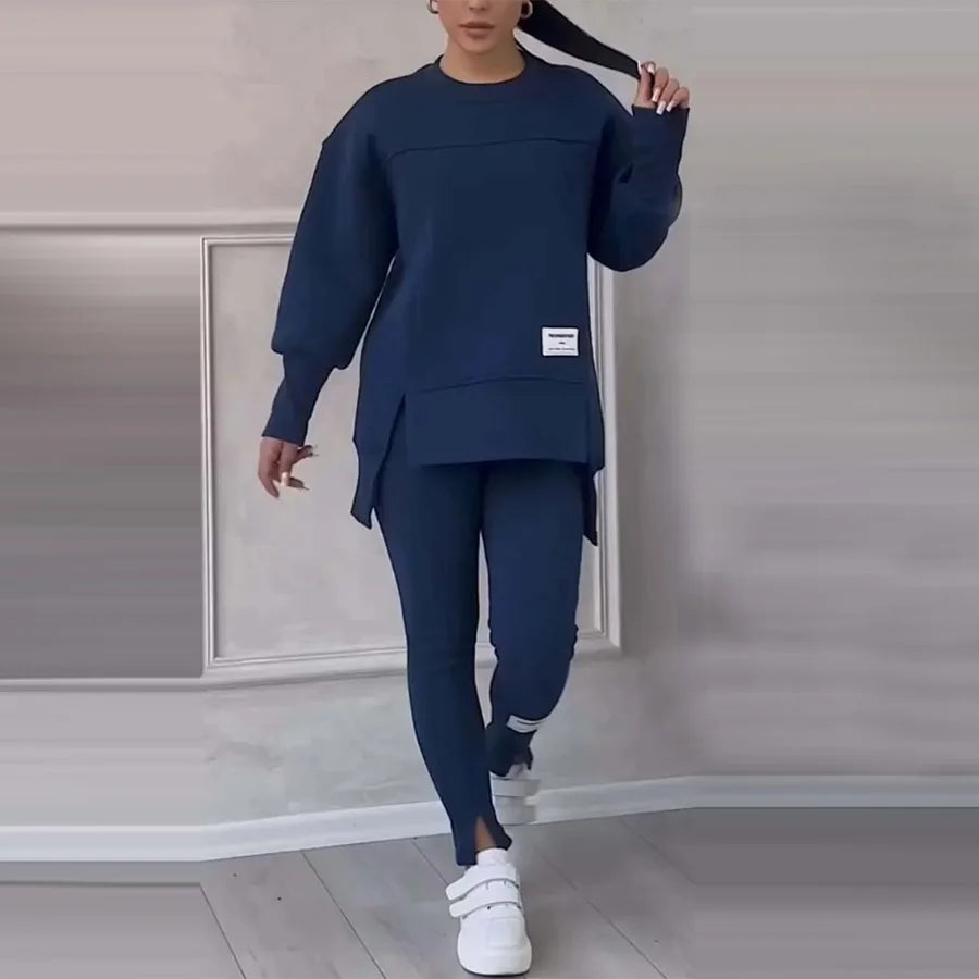 New Women's Fashion Casual Sweatshirt + Trousers Cover Autumn Winter O Neck Long-sleeved Hoodie Women's Suit Sports 2piece Set.