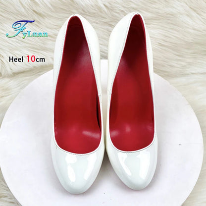 Brand Women Single Shoes 10CM 12CM Super High Heels Fashion Round Toe Stilettos Spring Autumn Female Daily Work Pumps Plus Size