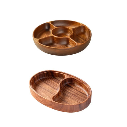 Divided Serving Tray Snack Tray Candy Bowl Fruit Plate Appetizer Platter Wood for Farmhouse Kitchen Nut Bread Dining Room.