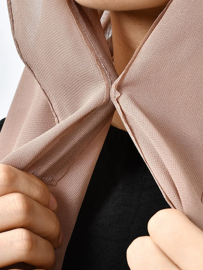 Chiffon Instant Hijab With Bulit-in Magnets Muslim Woman Hijab Solid Color Easy To Wear Shawl Wrap With Undercap Famme Headscarf.