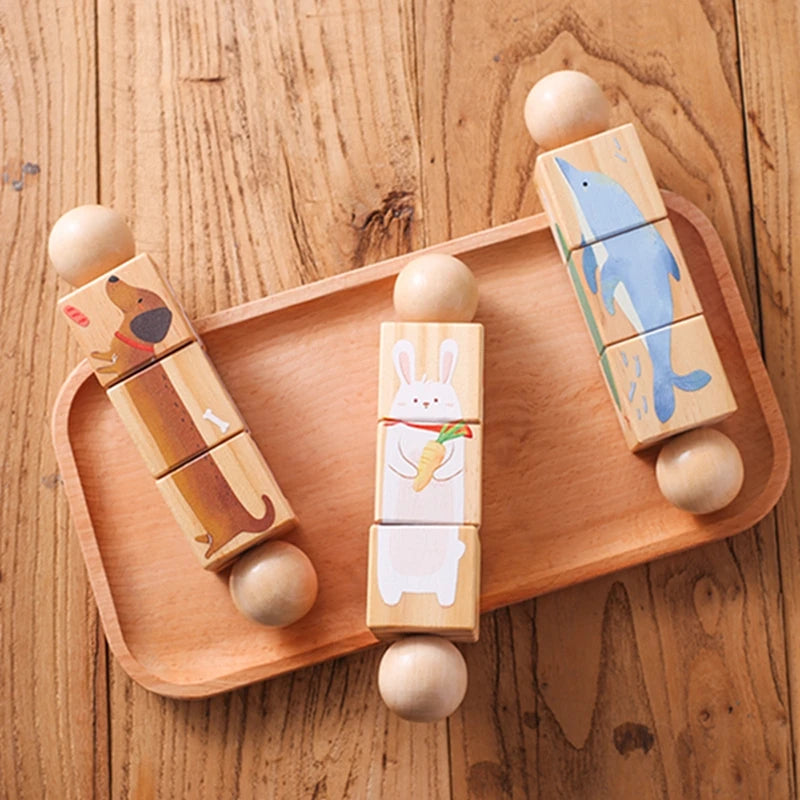 Baby Wooden Rotating Jigsaw Puzzle Hand bell Toy Baby Mobile Musical Rattle Toy Montessori Puzzle Game For Babies Newbaby Gift.