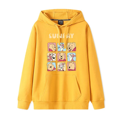 Cartoon Winnie the Pooh Mode einfacher Pullover Damen lockere und bequeme Kapuze vielseitige Paar Freundin Pullover Jacke