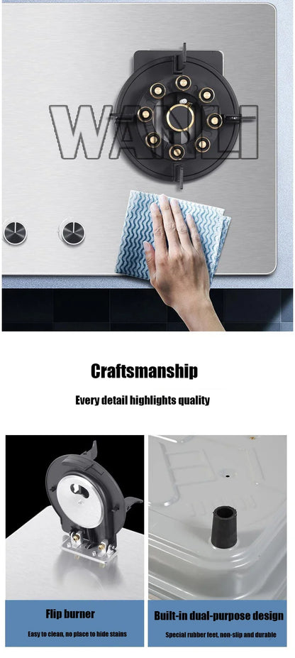 419H Embedded Stainless Steel Gas Stove/  4.8Kw High Firepower Household Stove/Reversible Double Stove Magic Dish Stove.