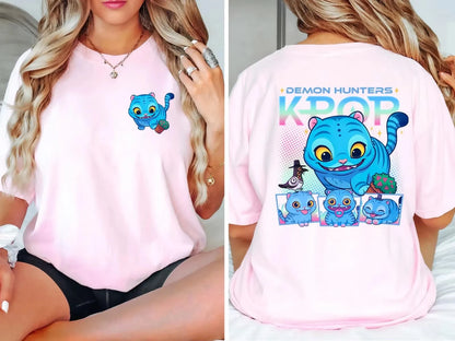 Unisex Kpop Demon Hunters T Shirt Tiger Bird and Vase Cotton Tops Funny Short Sleeve Crew Neck Tee Shirt  Y2k Top Korean.