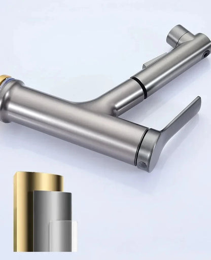 Single Handle Dual Hole Hot Cold Brass Washbasin Faucet 3 Function Stream Sprayer Pull Out Basin Sink Mixer Tap for Bathroom