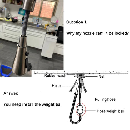 Kitchen faucet pull-out spray head 360 degree rotation hot and cold water pull-out black and silver single hole kitchen faucet