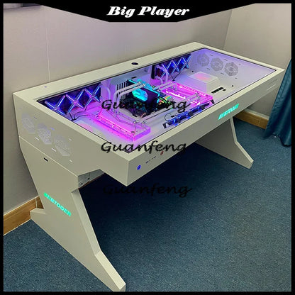 Computergehäuse für große Spieler, All-in-One-Tisch, hochwertiger Desktop, vollständig transparent, großes Gehäuse, cooler wassergekühlter Sci-Fi-Spieltisch