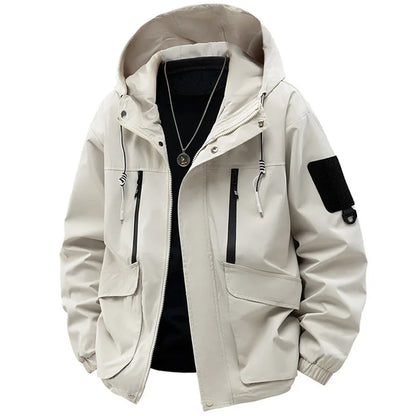 Jacket Mens Spring autumn New men jacket printing hooded Jackets casual coat Men's business coats Size M-4XL 5XL Hat detachable.