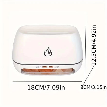 New Himalayan Crystal Salt Stone Aroma Air Humidifiers 3D Flame Fire Colorful Night Light Aromatherapy Essential Oil Diffuser.