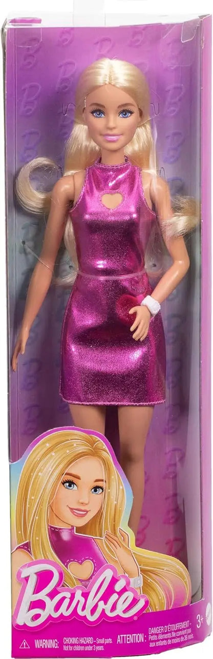 Genuine Barbie 1/6 Doll Fashionistas Model Brown Hair Sequined Purple Bubble Dress Accessory with Necklace Shoes Girls Toys Gift.