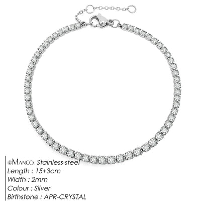 eManco Stainless Steel Gold Plated Sparkling Bracelet High Quality White Zirconia Single Row Simple Accessory For Girls