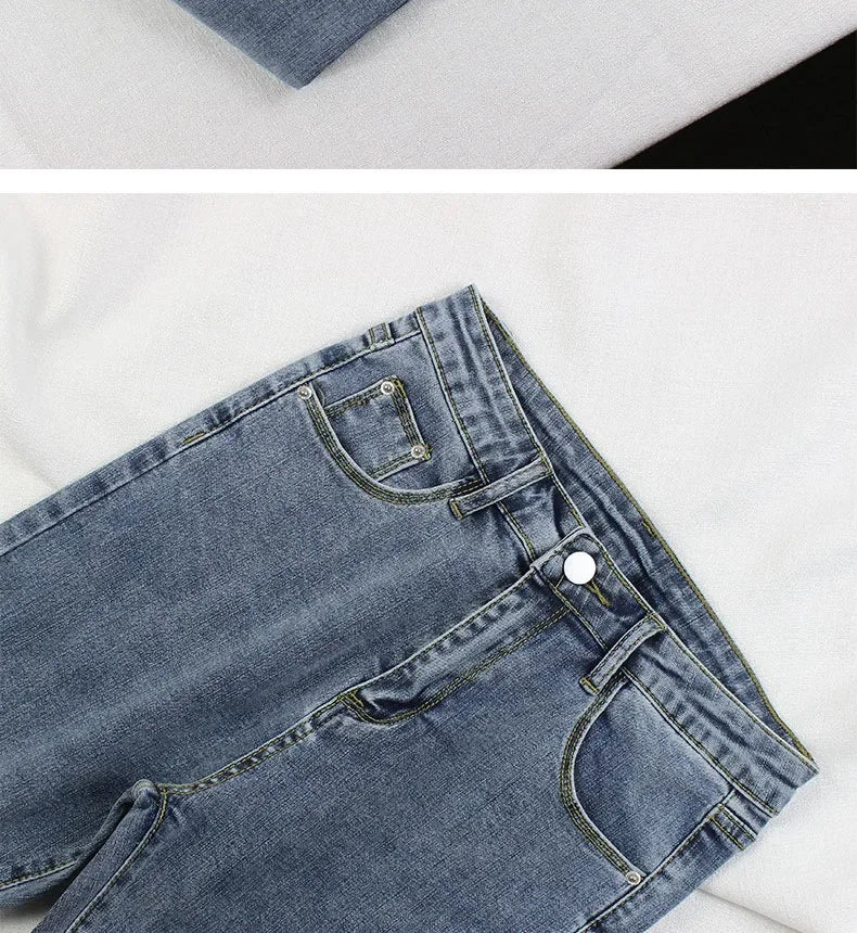 Black Grey Jeans Women's Spring Autumn Winter High-Waisted Petite Stretchy Tight Small Footed Pants Slimming Pencil Leggings