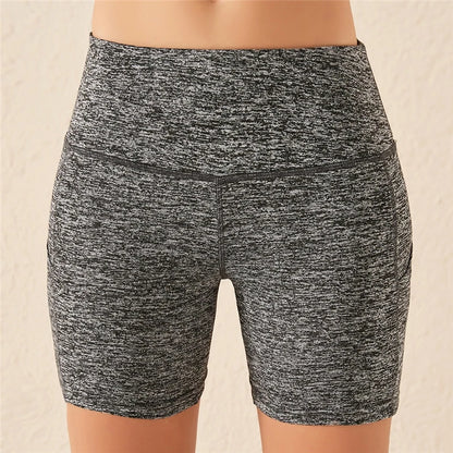 Women gym shorts High Waist Lifting Push Up Tight Yoga Cycling biker shorts Phone Pocket Jogging Running Fitness Short Pant lady