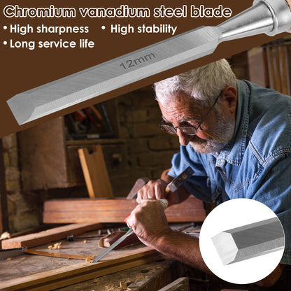 4-teiliges Holzmeißel-Set, scharfe Chrom-Vanadium-Stahl-Holzschnitzmeißel mit Griffen aus Buche, ergonomische Holzschnitzwerkzeuge