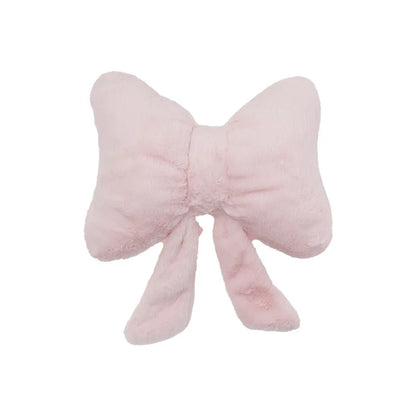 Pink bow ribbon couch pillow imitation rabbit fur comfortable car seat cushion ins style simple all-match back cushion.