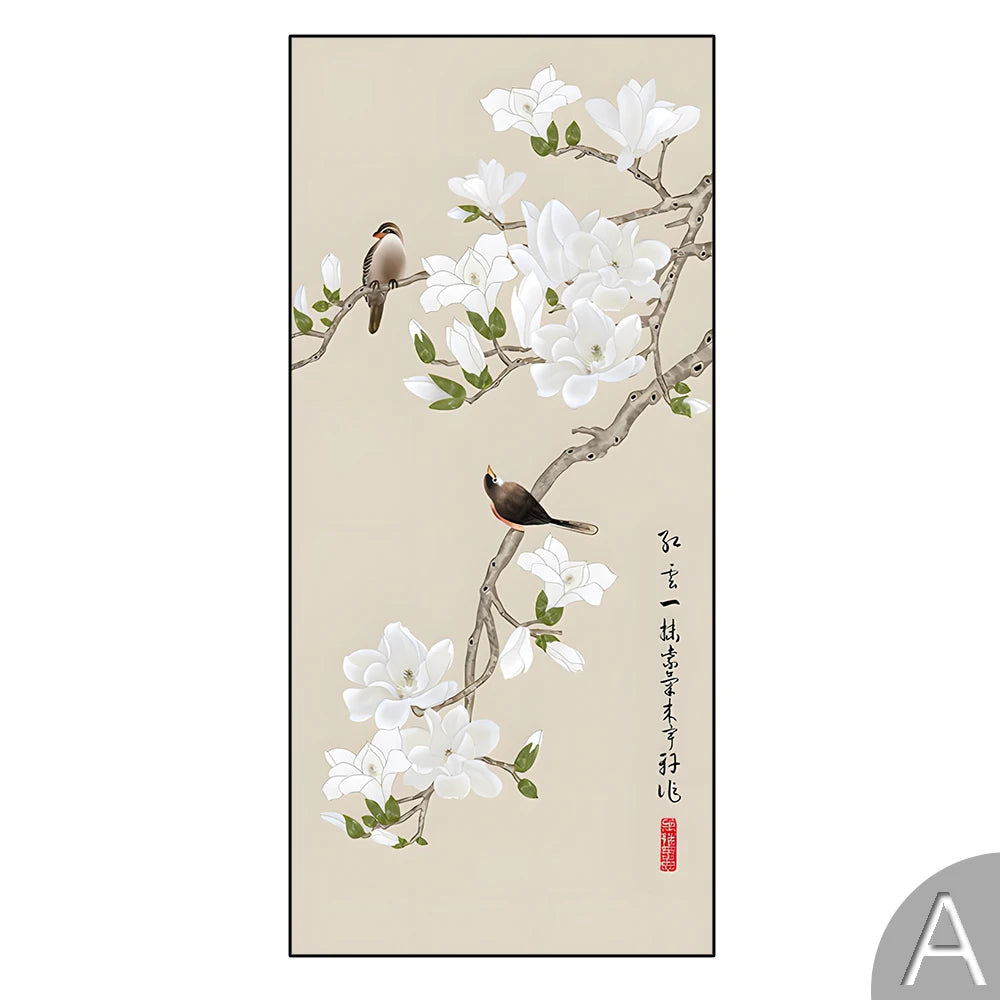 Chinese Simple Ink Art Canvas Poster Flower And Bird Wall Painting Prints Pictures Bedroom Corridor Living Room Decoration Mural