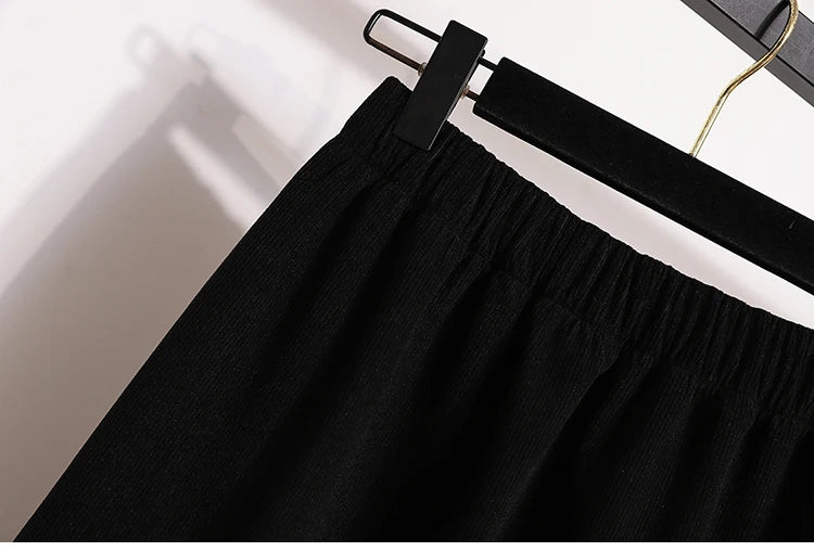 2025 Autumn Winter Plus Size Skirts Women High Waist Solid A-line Skirt Back Slit Korean Thick Elegant Fleece-lined Style Skirts