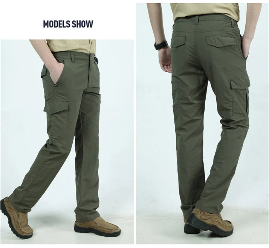 2023 Outdoor Waterproof Tactical Cargo Pants Men Breathable Summer Casual Army Military Long Trousers Male Quick Dry Cargo Pants.