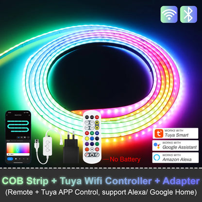3mm 5mm 5V WS2812B Addressable COB LED Strip Individually IC RGB Flexible LED Strip High Density Dream Color LED Tape