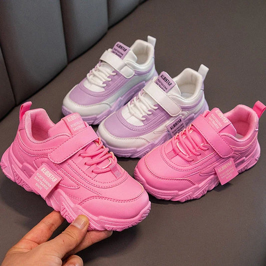 2024 New Versatile Soft Breatheable Hook & Loop White Boys and Girls Children Sneakers Cute Korean Style Uniform School Shoes.