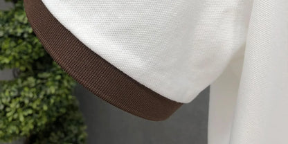 Men's Casual Polo Shirt Collared Short Sleeve Pique Cotton Breathable V-Neck Color Block Half Sleeve Summer Loose Top