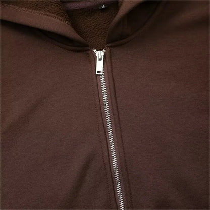 autumn new women's fashionable casual zipper decoration hooded long sleeved sportswear jacket wide leg pants set.