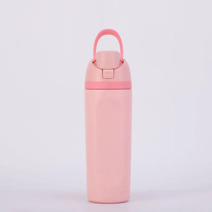 16/19/24/32OZ New 304 Stainless Steel Fitness Cup with Handle, Macaron Colored Insulated Bottle Large Capacity Straw Fruit Cup.